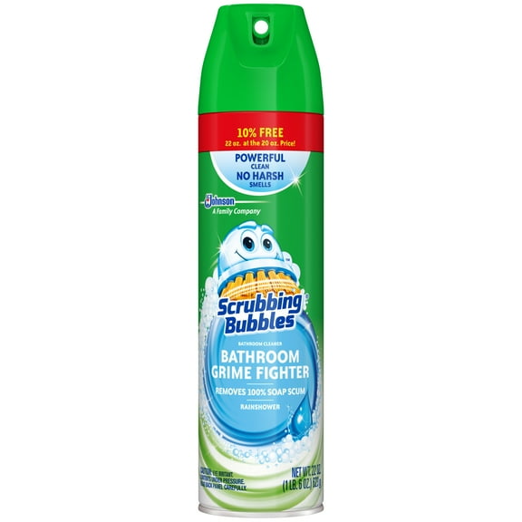 Scrubbing Bubbles Bathroom Grime Fighter Aerosol, Rainshower, 22 Ounces
