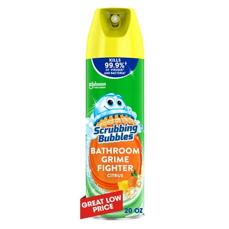 Scrubbing Bubbles Bathroom Grime Fighter Disinfectant Cleaner Aerosol, Citrus, 20 oz, 1 Count