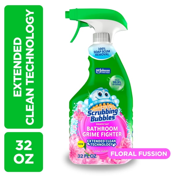 Scrubbing Bubbles Bathroom Grime Fighter Disinfectant Cleaner, Floral Fusion, 32oz