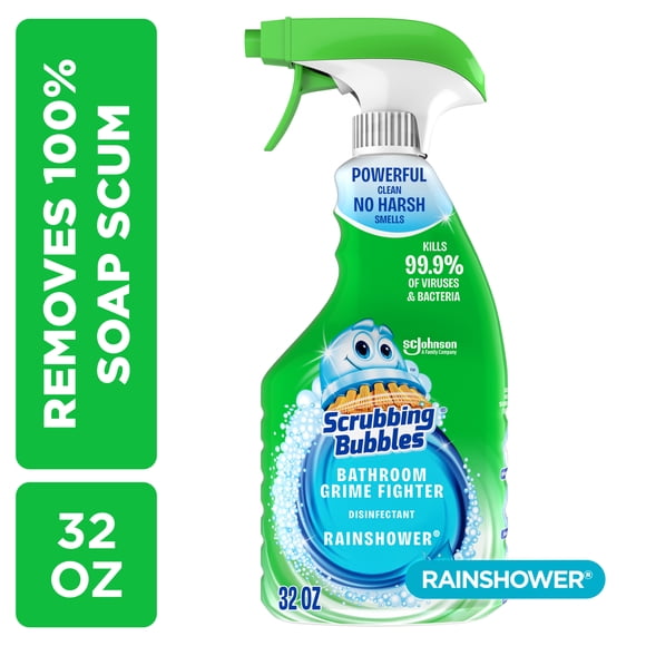 Scrubbing Bubbles Disinfectant Bathroom Shower & Tub Cleaner Grime Fighter Spray, Rainshower 32 oz