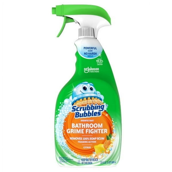 Scrubbing Bubbles Disinfectant Bathroom Grime Fighter Spray, Citrus, 32 fl oz, Pack of 6