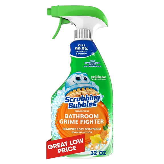 Scrubbing Bubbles Disinfectant Bathroom Grime Fighter Spray, Citrus, 32 fl oz