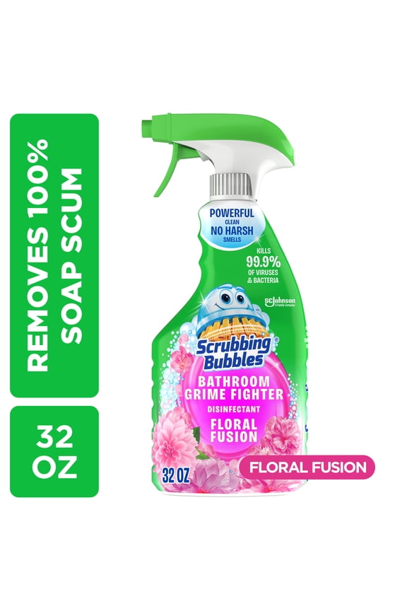 Disinfectant Bathroom Shower & Tub Cleaner Grime Fighter Spray, Floral Fusion, 32 oz
