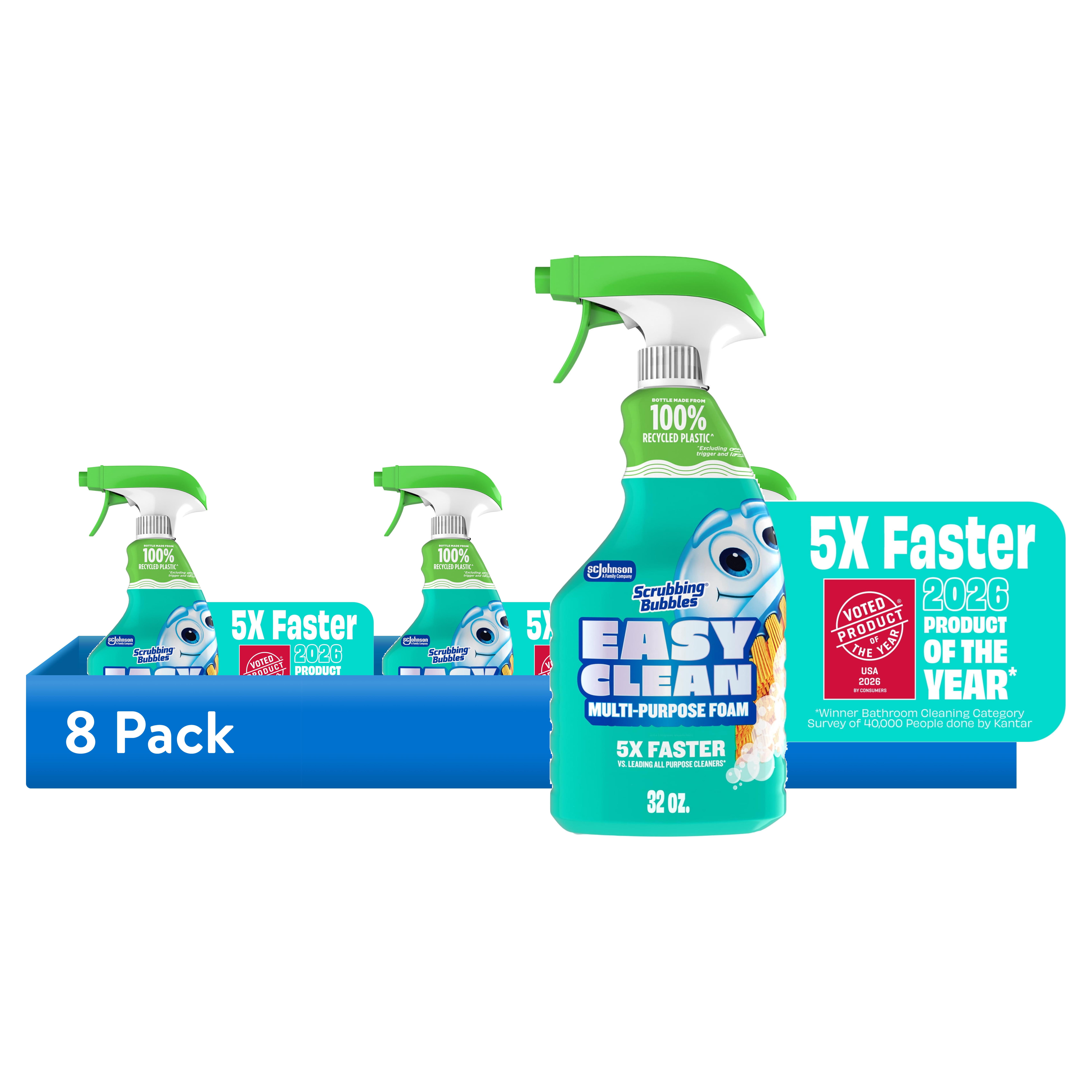 (8 pack) Scrubbing Bubbles Easy Clean Multi-Purpose Bathroom Shower & Tub and All Purpose Cleaner Spray, 32 oz