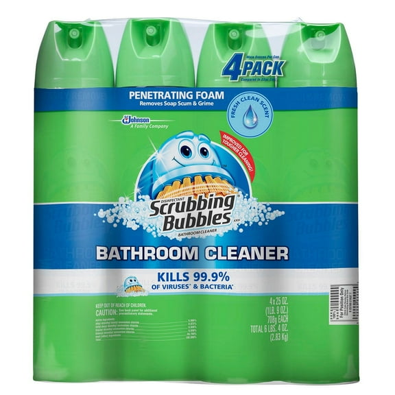 Scrubbing Bubbles Foaming Bathroom Cleaner, Rainshower - 25 Ounce - 4 Pack