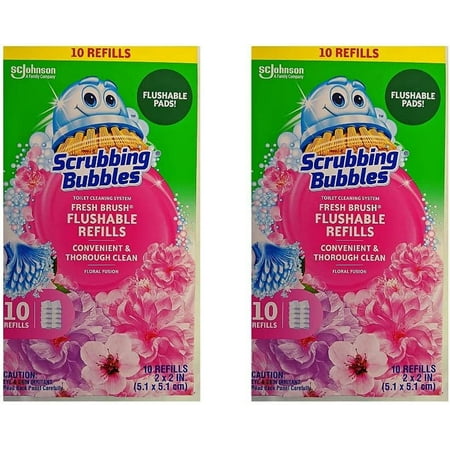 Scrubbing Bubbles Fresh Brush Flushable Refills, Floral Fusion Scent, 10 Count 2 Pack