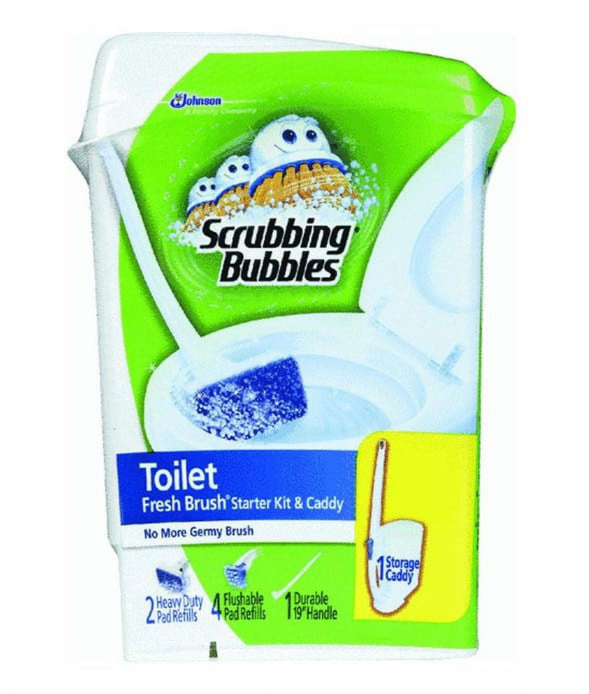 Scrubbing Bubbles Fresh Brush Starter Kit, Citrus - Toilet Cleaning System  with Flushable Pads (19 Inch Handle, 8 Pads and 1 Stand)