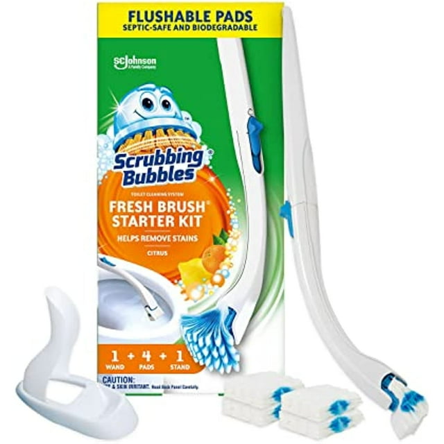 Scrubbing Bubbles Fresh Toilet Brush Cleaning System Starter Kit, Stain