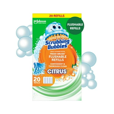 Scrubbing Bubbles Fresh Brush Toilet Cleaning System, Citrus Scent, Flushable Refill Pads, 20 Count