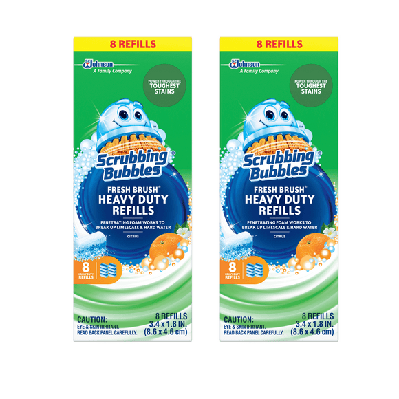 Scrubbing Bubbles Fresh Brush Toilet Cleaning System, Heavy Duty, Refill, 8 ct (2 Pack)
