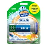 Scrubbing Bubbles Fresh Gel Toilet Bowl Cleaning Stamps, Helps Keep Toilet Clean and Helps Prevent Limescale & Rings, Citrus Scent, 1 Dispenser with 6 Fresh Gel Stamps
