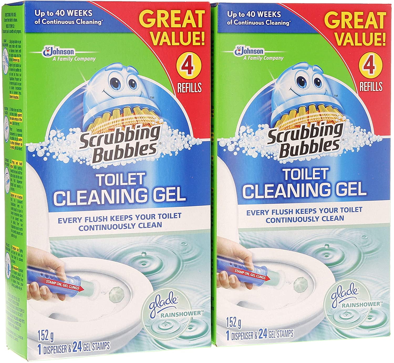Scrubbing Bubbles Fresh Gel Toilet Cleaning Stamp, Rainshower, 2