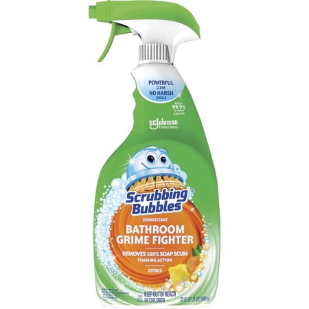 Scrubbing Bubbles; Grime Fighter Spray - Spray - 32 fl oz (1 quart) - Fresh Citrus Scent - 8 / Carton - Clear | Bundle of 5 Cartons