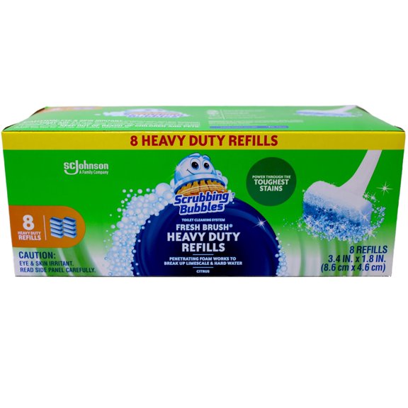 Scrubbing Bubbles Heavy Duty Refills Fresh Brush Toilet Cleaning System 8 Count Refill pack of 3 (Package Image May Vary)