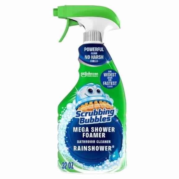 Scrubbing Bubbles Mega Bathroom Shower Cleaner Foam Disinfectant Spray - Rainshower - 32 fl oz: Dye-Free, Multi-Surface, Countertops, Tub