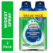 Scrubbing Bubbles Mega Shower Foamer Aerosol, Disinfectant Spray, Bathroom and Shower Cleaner, Rainshower Scent, 20 oz, 2 Count