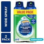 Scrubbing Bubbles Mega Shower Foamer Aerosol, Tough Foaming Bathroom, Tile, Shower & Tub Disinfectant Cleaner, Rainshower, 20 oz, 2 Pack