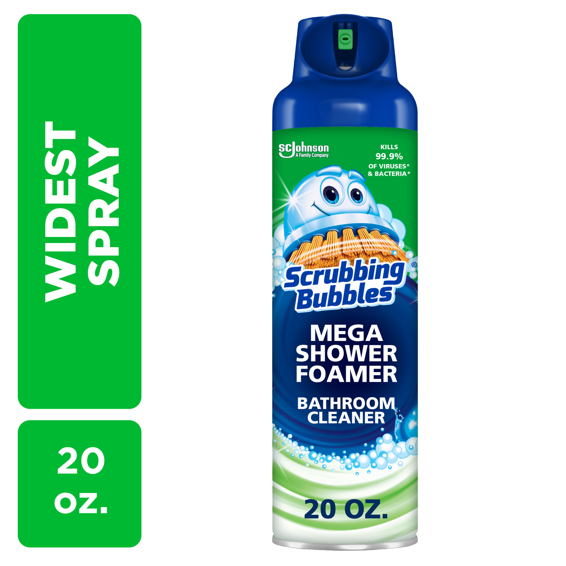 Scrubbing Bubbles Mega Shower Foamer Aerosol, Tough Foaming Bathroom, Tile, Bathtub and Disinfectant Shower Cleaner (1 Aerosol Spray), Rainshower Scent, 20 oz