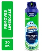 Scrubbing Bubbles Mega Shower Foamer Aerosol, Tough Foaming Bathroom, Tile, Bathtub and Disinfe Countant Shower Cleaner (1 Aerosol Spray), Rainshower Scent, 20 oz