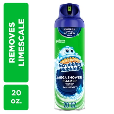 Scrubbing Bubbles Mega Shower Foamer Aerosol, Tough Foaming Bathroom, Tile, Bathtub and Disinfe Countant Shower Cleaner (1 Aerosol Spray), Rainshower Scent, 20 oz