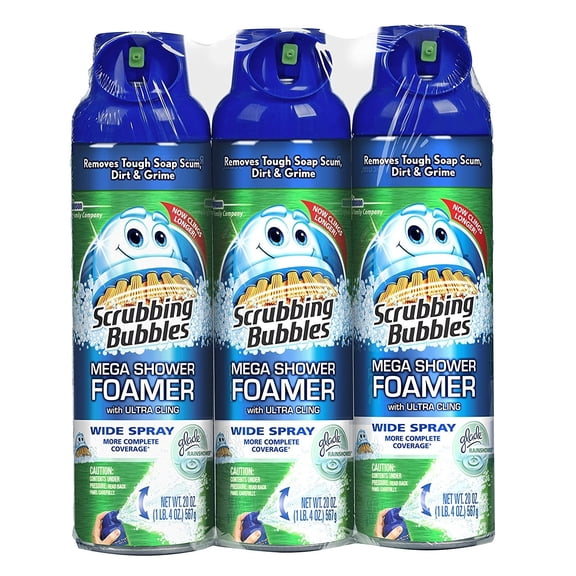 Scrubbing Bubbles Mega Shower Foamer With Ultra Cling Bulk Bathroom Cleaner 20 Ounce (Pack of 3)