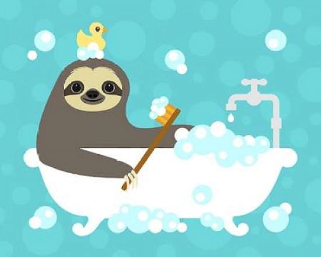 Scrubbing Bubbles Sloth Canvas Art - Nancy Lee (24 x 30)