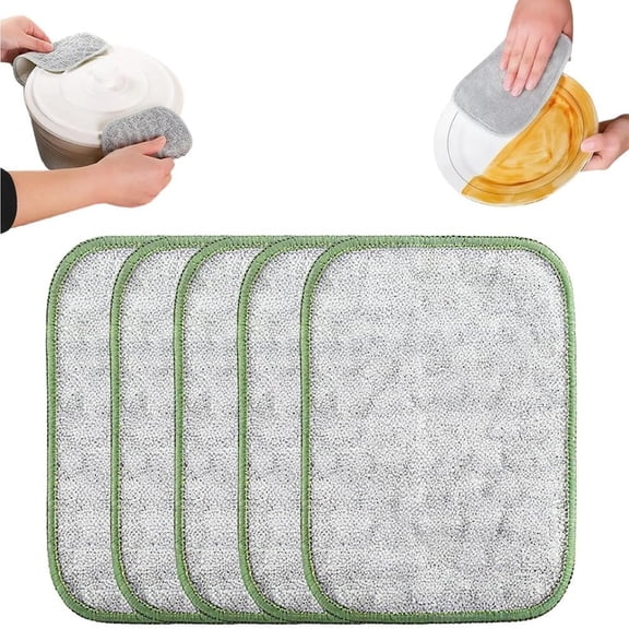 Scrubbing Cleaning Cloth Small Hand Towels Absorbent Kitchen Towel Bathroom Cleaning Cloth Lightweight Cleaning Cloth Multi Purpose Steel Wire Dishwashing Cloth 4.72x6.29 Inch (5Pcs)
