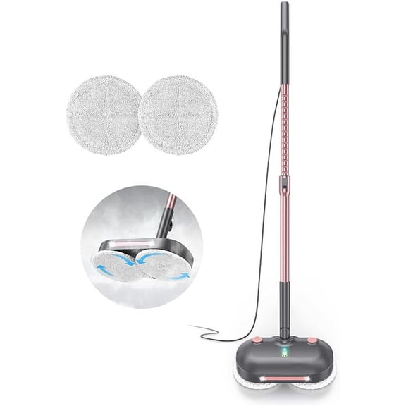 Scrubbing Steam Mop with Rotating Pads, Spin Cleaner for Floor Cleaning,Large Tank,23FT Cord, LED Headlights,Reusable Pads & Self-Standing,Safe Hard Floor/Laminate/Marble