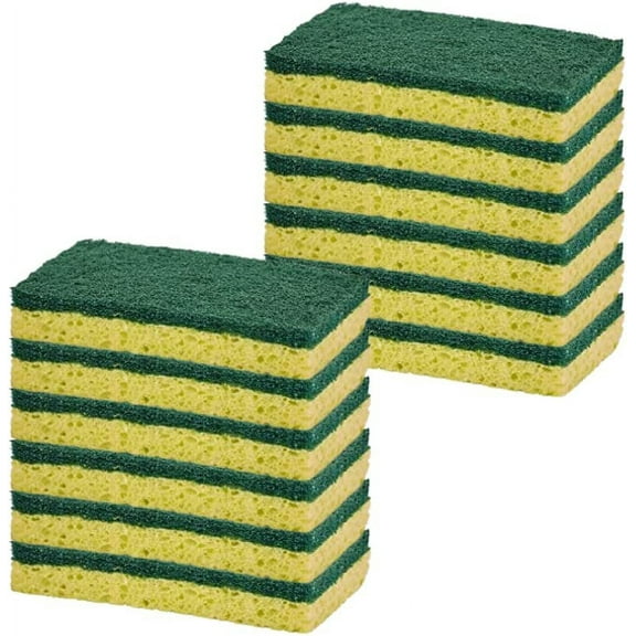 Scrubee Heavy Duty Scrub Sponge with Scouring Pad, Kitchen Dishwashing, Sink, Pot and Frying Pan Cellulose Scrubber Sponge Non Scratch. by Superio (4.5" 12 Pack)