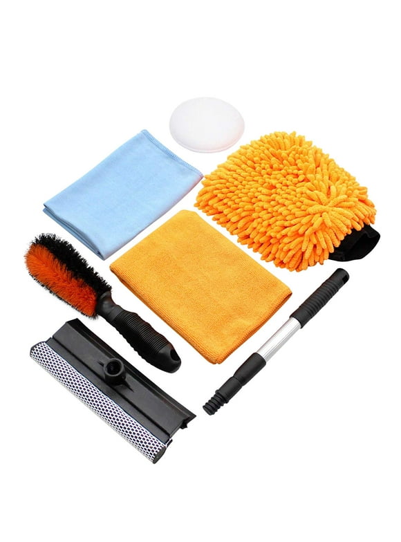 Scrubit Car Cleaning Tools Kit by Scrub it- squeegee Car Wash Brush, Wheel Brush, Microfiber Wash Mitt and Cloth - For Your Next Vehicle Wash and Wax with our 6 Pc Cleaning Accessories