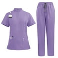 thumbnail image 1 of Scrubs 2 Piece Set Multiple Pockets V-Neck Top and Drawstring Scrub Pant - Medical Uniform Women Scrub Matching Set, 1 of 4
