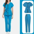 thumbnail image 1 of Scrubs For Woman Set,Scrubs for Women Set with Zip Medical Scrub Set Nursing Top & Pant Solid Modern Sexy Design Uniforms Clearance - Sky Blue - XXL, 1 of 5