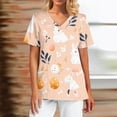 thumbnail image 1 of Scrubs For Women，Easter Scrub Tops Women Bunny Egg Hunt Print Medical Scrubs Top Stretchy V Neck Short Sleeve Nurse Uniforms，Light pink，XXXXL, 1 of 5