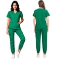 thumbnail image 1 of Scrubs For Women Set 2 Front Pockets Scrub Top And Elastic Cuff Jogger Cargo Pants Nurse Uniform 2 Piece Sets For Women Summer, 1 of 6
