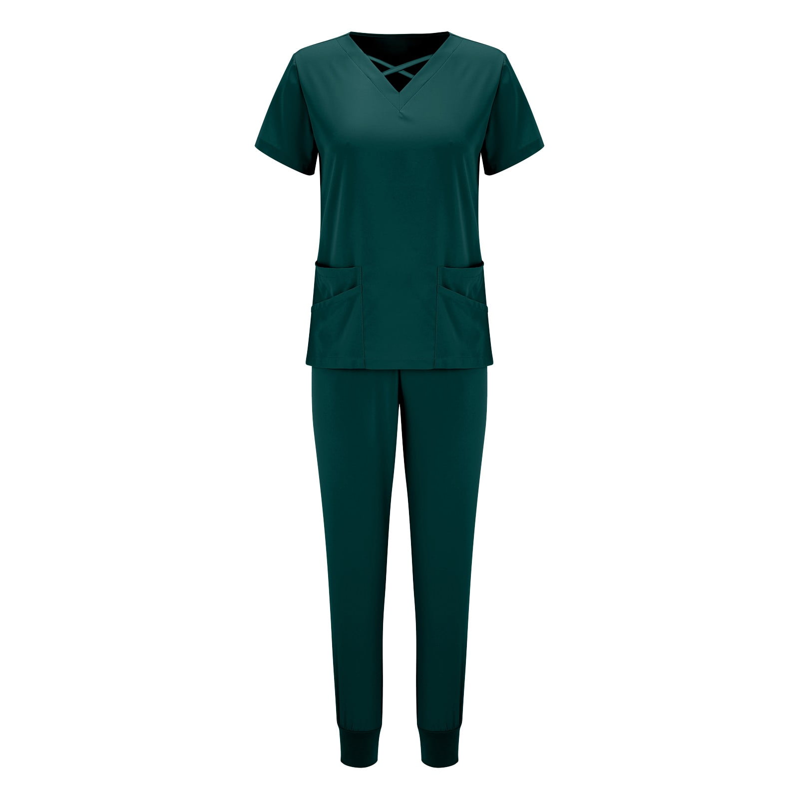 Scrubs For Women Set Stretchy Plus Size Short Sleeve VNeck Tops Pants