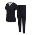thumbnail image 1 of Scrubs For Women Set V Neck Multi Pocket Top & Elastic Waist Tapered Jogger Pants Wrinkle Resistant Lightweight Nurse Uniforms Women Set, 1 of 6