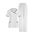 thumbnail image 1 of Scrubs For Women Set V-Neck Top & Pants Medical Scrubs Nurse Uniform Clinical Modern Suit with 4 Pockets, 1 of 9