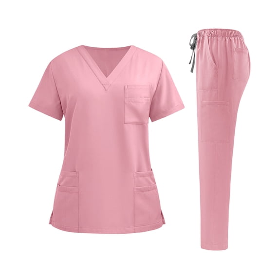 Scrubs Medical Uniform Women Medical Scrubs Short Sleeve Top and Straight Leg Pants Medical Scrubs Medical Scrub Sets Scrubs for Women