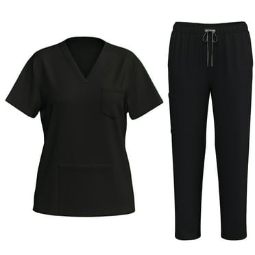 Scrubs Medical Uniform Women V Neck Short Sleeve Medical Scrubs Top and Pants Nursing Uniforms Sets Casual Outfits