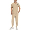 thumbnail image 1 of Scrubs for Men Sets Comfortable V-Neck Scrub Top and Jogger Pants Stretch Nursing Scrubs Set Quick Dry Uniform Suits with Multi Pocket for Doctors, Nurses Khaki S, 1 of 5
