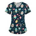 thumbnail image 1 of Scrubs Park Fun Cropped Tees for Women Easter Short Sleeve Stretch Pleated T Shirts, 1 of 3