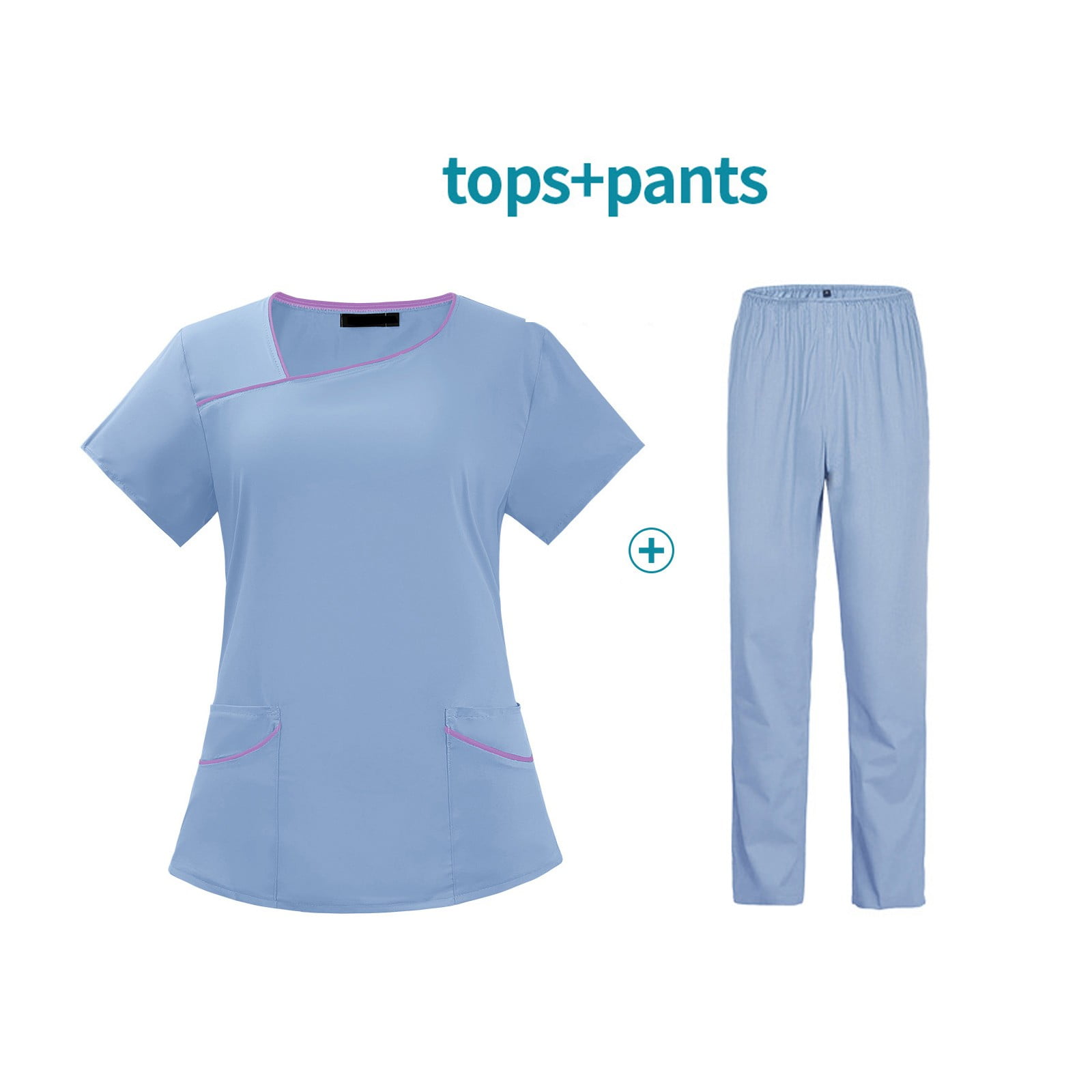 Scrubs Set Stretch Jersey Scrub Suit for Healthcare Pros - Solid Color ...