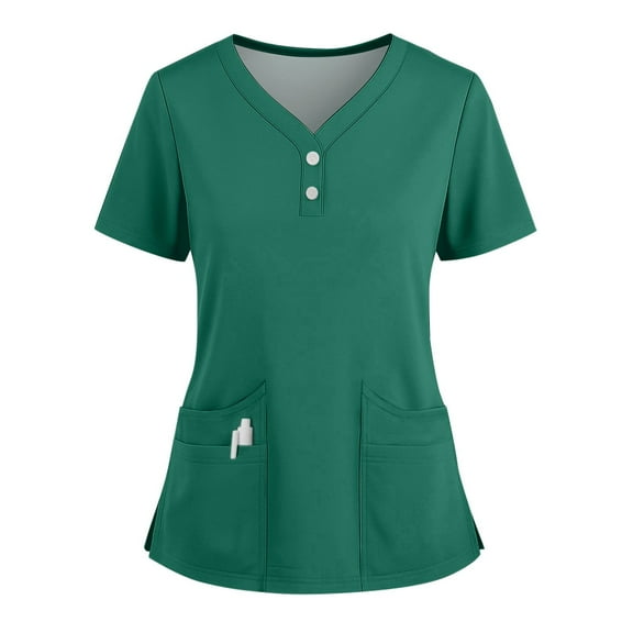Scrubs Set for Women, Modern V-Neck Scrub Top & Jogger Scrub Pants with Multi Pockets Professionals Soft Stretch Athletic Nursing Uniform Workwear (Dark green)