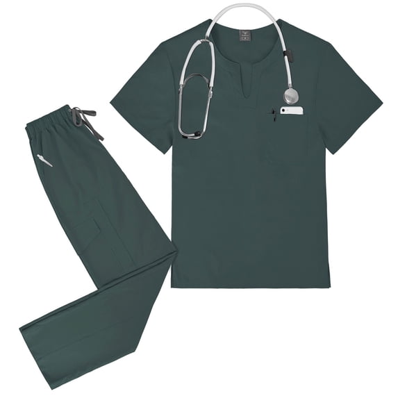 Scrubs Set for Men Quick-Dry Stretch Short Sleeve Scrub Top & Jogger Pant Medical Doctor Nurse Uniform with Pockets M 02-Turquoise