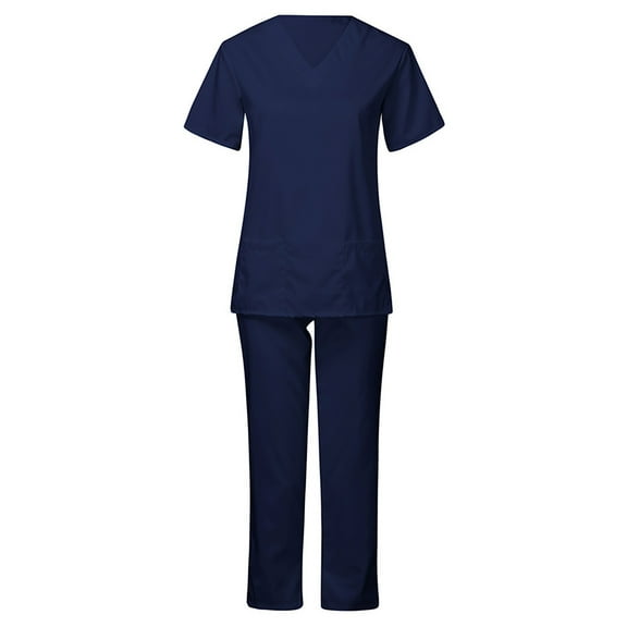 Scrubs Set for Women Joggers V-Neck Pocket Top Uniforms Athletic Stretch Scrubs Set Workwear Straight Legs Pant