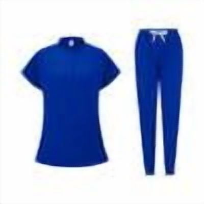Scrubs Set for Women Nurse Uniform Jogger Suit Stretch Top & Pants with Pocket and Drawstring for Nurse Esthetician Workwear Blue M