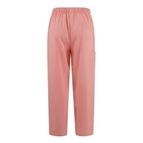 Scrubs Set for Women Nurse Uniform Jogger Suit V-Neck Scrub Top & Jogger Pant with Pockets for Nurse Workwear Pink M