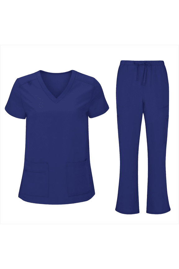 Scrubs Set for Women Nurse Uniform V-Neck Top With Drawstring Pocket Pants And Casual Two-Piece Set for Care Workers
