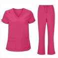 thumbnail image 1 of Scrubs Set for Women Nurse Uniform V-Neck Top With Drawstring Pocket Pants And Casual Two-Piece Set for Care Workers, 1 of 3