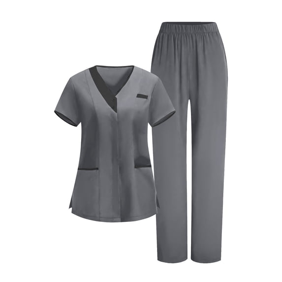 Scrubs Sets for Women 2 Piece Nurses Sets Tunic Uniform Clinic Carer V-Neck Protective Clothing And Pants Set